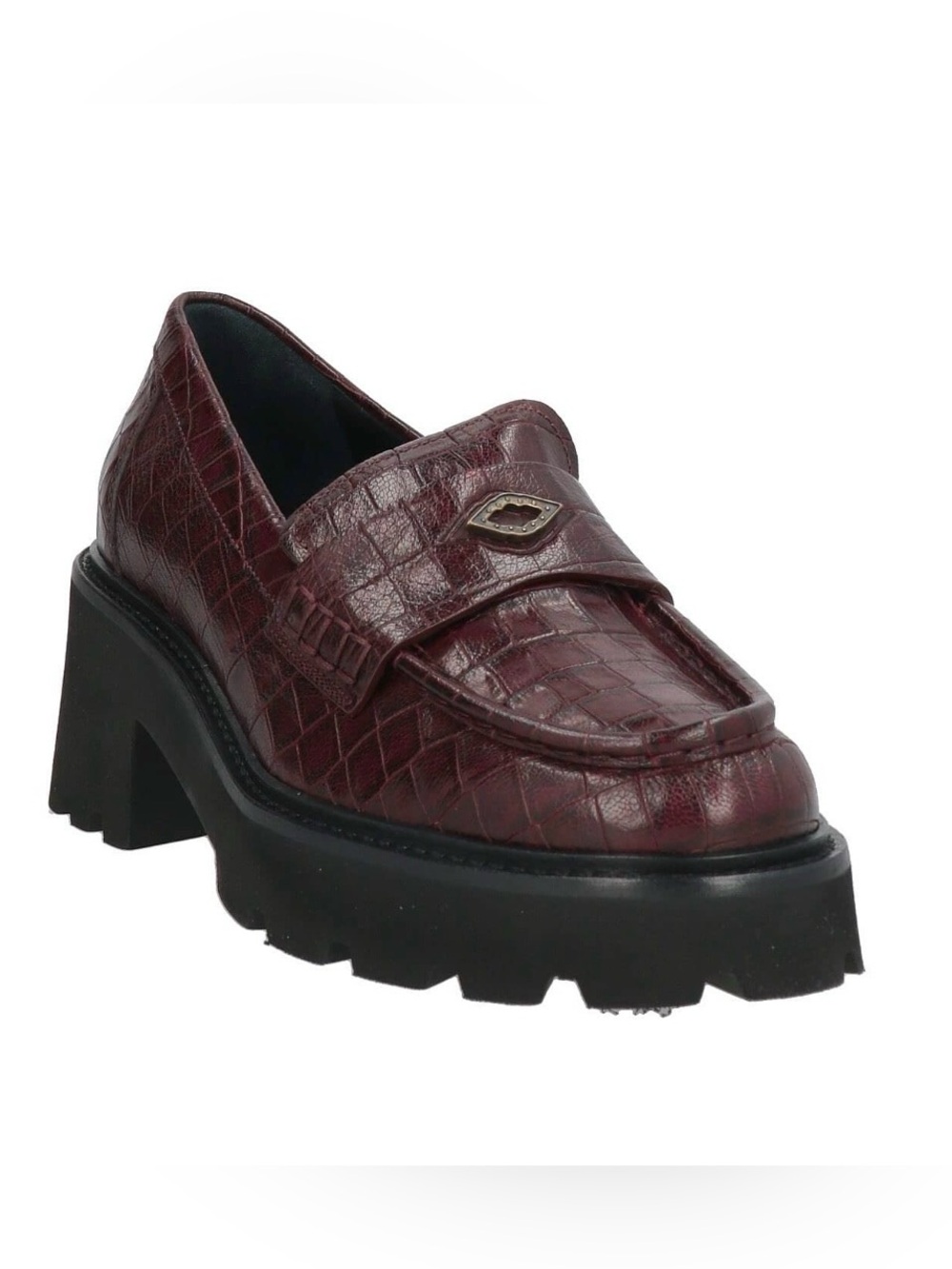 ba&sh Claymence Burgundy Croc Platform Loafers Lug Sole size 7 Preppy Grunge
